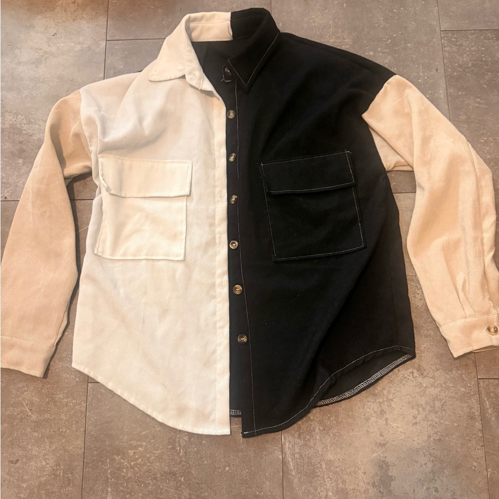 SHEIN Black and White Colorblock Jacket